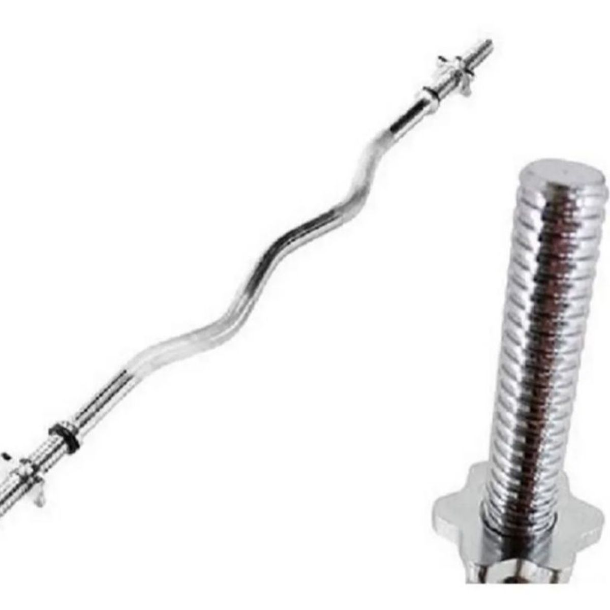 GENERICO - Barra En Z Para Pesas Cromada 120cm