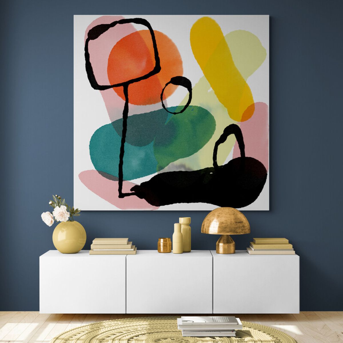 TAYRONA STORE - Cuadro En Lienzo Para Habitaciones Diseño Minimalista 373 120x120cm