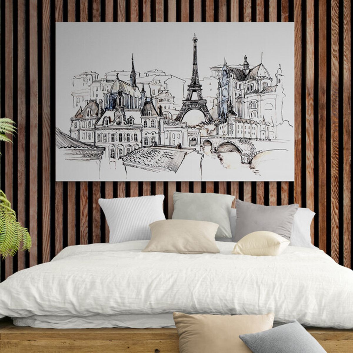 TAYRONA STORE - Cuadro Lienzo Para Habitaciones Pintura Ciudad Paris 097 120x80cm