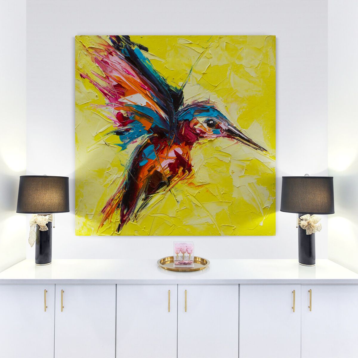 TAYRONA STORE - Cuadro En Lienzo Para Habitaciones Pintura Colibri 010 Parte 2 70x70cm