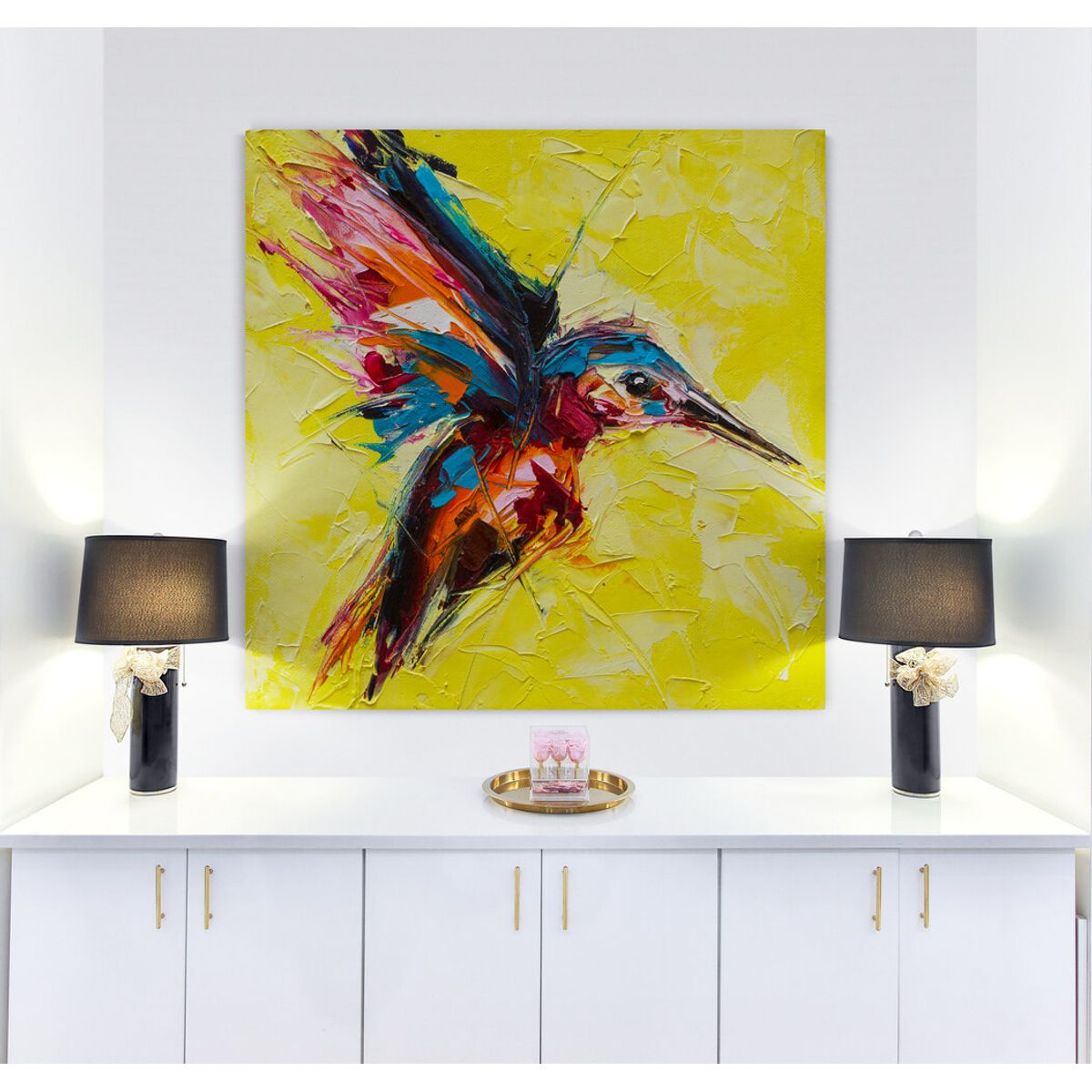 TAYRONA STORE - Cuadro En Lienzo Para Habitaciones Pintura Colibri 010 Parte 2 70x70cm