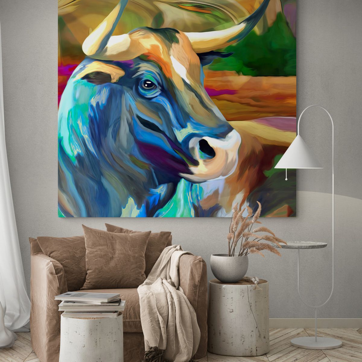 TAYRONA STORE - Cuadro En Lienzo Para Habitaciones Toro 04 50x50cm