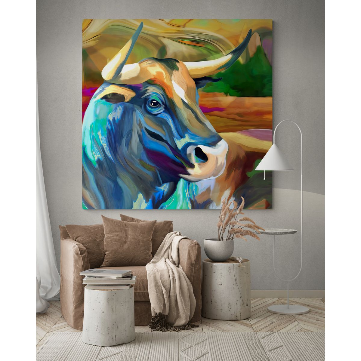 TAYRONA STORE - Cuadro En Lienzo Para Habitaciones Toro 04 50x50cm