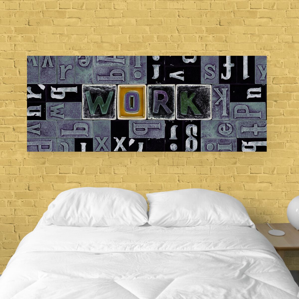 TAYRONA STORE - Cuadro En Lienzo Para Habitaciones Work Letras 125x50cm