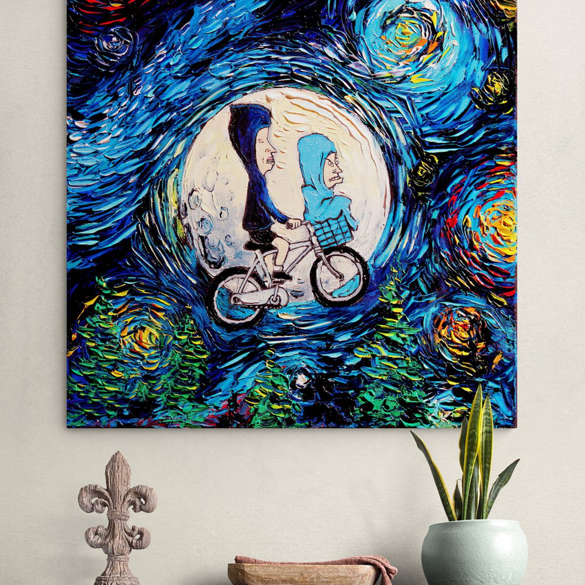 TAYRONA STORE - Cuadro Lienzo Habitaciones Noche Estrellada Beavis Butthead 60x60cm
