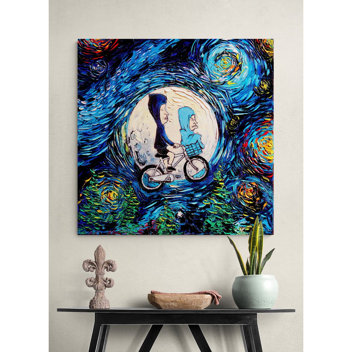 TAYRONA STORE - Cuadro Lienzo Habitaciones Noche Estrellada Beavis Butthead 60x60cm