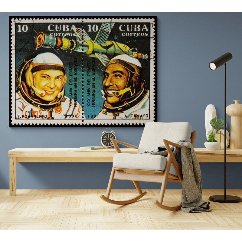 TAYRONA STORE - Cuadro En Lienzo Para Habitaciones Astronauta Estampillas 078 100x75cm