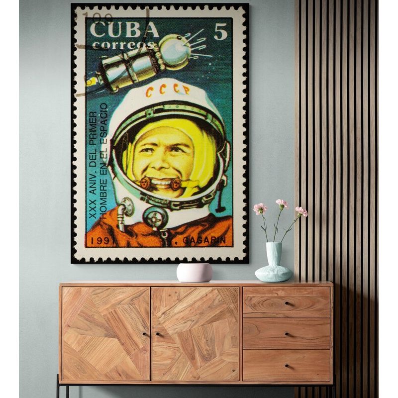 TAYRONA STORE - Cuadro En Lienzo Para Habitaciones Astronauta Estampillas 079 70x100cm