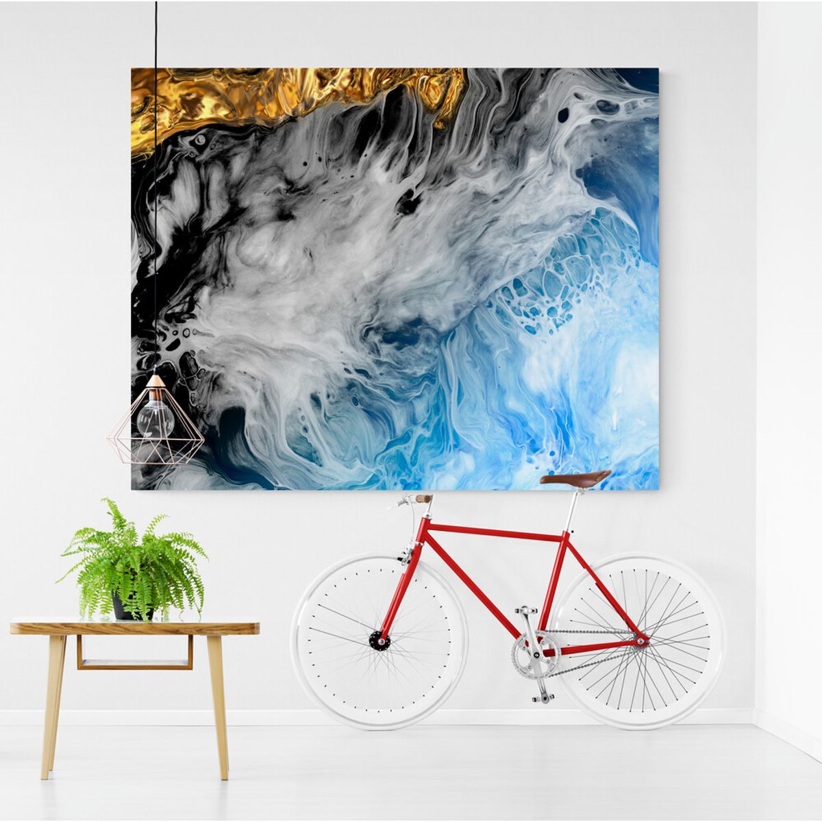 TAYRONA STORE - Cuadro Lienzo Habitacion Pintura Abstracta Con Oro 09 75x60cm