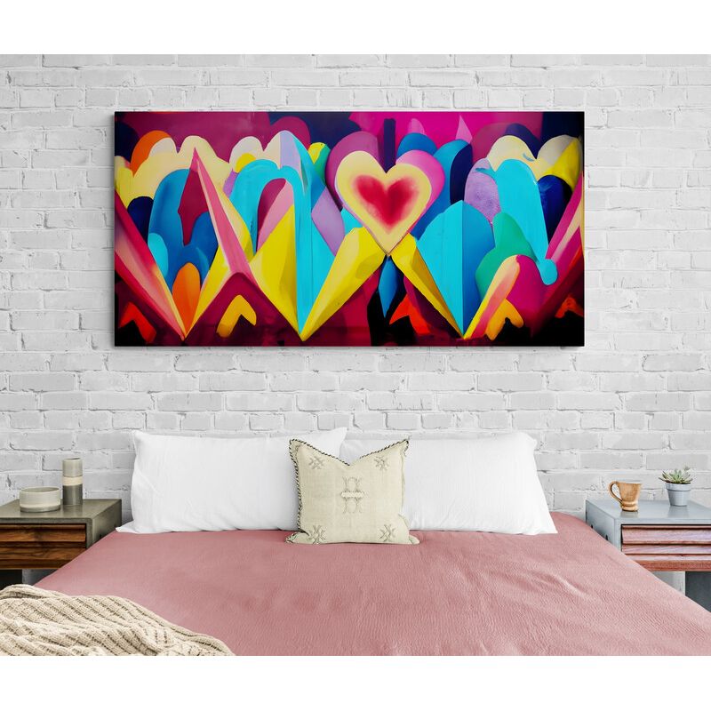 TAYRONA STORE - Cuadro Lienzo Habitacion Corazon Abstracto Colores 270 120x60cm
