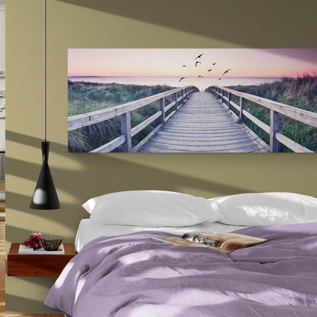 TAYRONA STORE - Cuadro En Lienzo Para Habitaciones Atardecer Playa 156 125x50cm