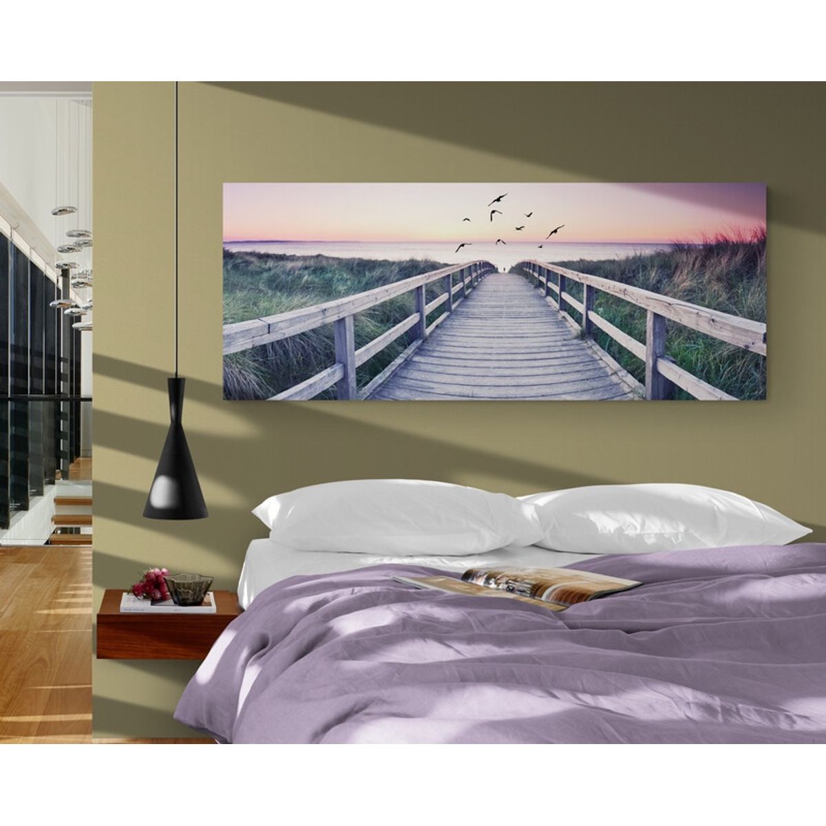 TAYRONA STORE - Cuadro En Lienzo Para Habitaciones Atardecer Playa 156 125x50cm