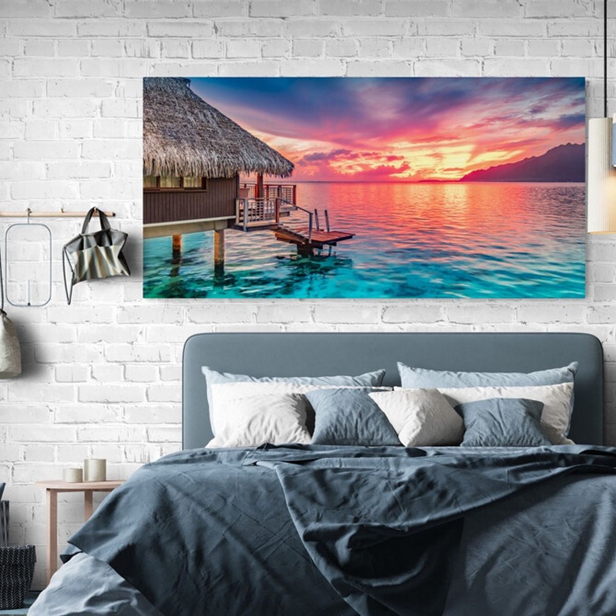 TAYRONA STORE - Cuadro En Lienzo Para Habitaciones Atardecer Playa 161 150x75cm