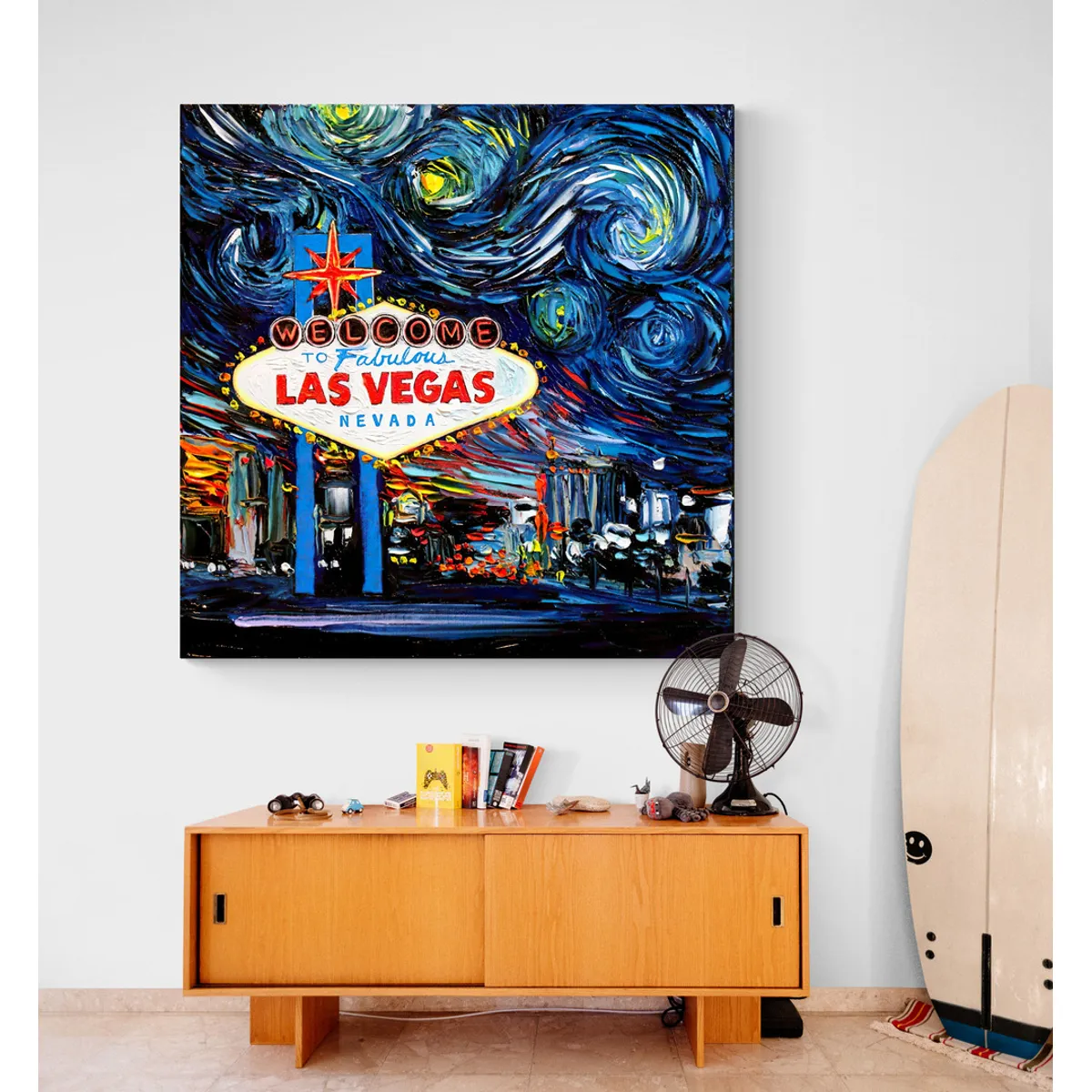 TAYRONA STORE - Cuadro Lienzo Para Habitaciones Noche Estrellada Las Vegas 50x50cm