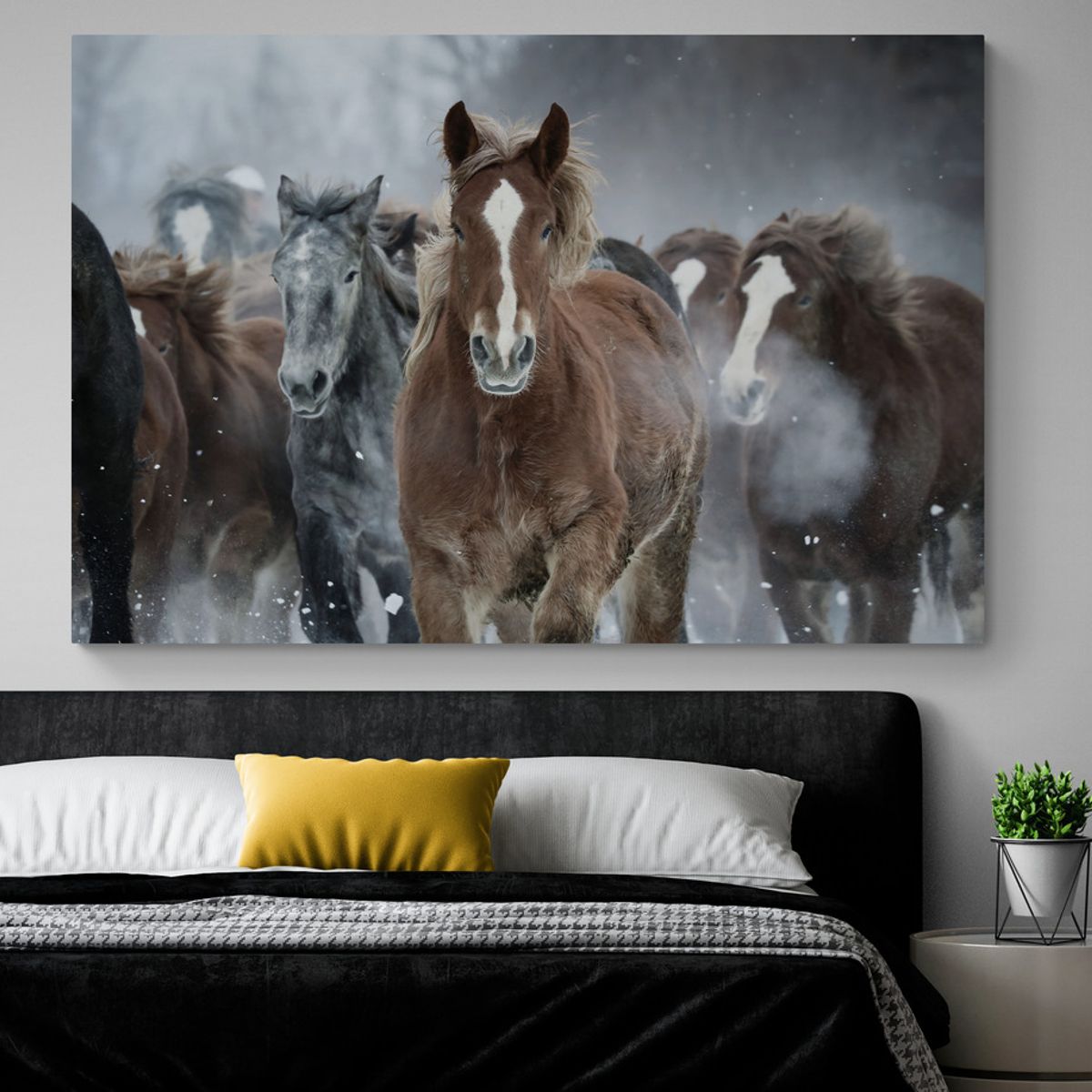 TAYRONA STORE - Cuadro En Lienzo Para Habitaciones Caballos 118 50x35cm.