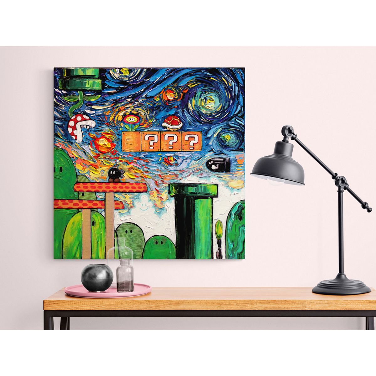 TAYRONA STORE - Cuadro Lienzo Para Habitaciones Noche Estrellada Mario 03 70x70cm