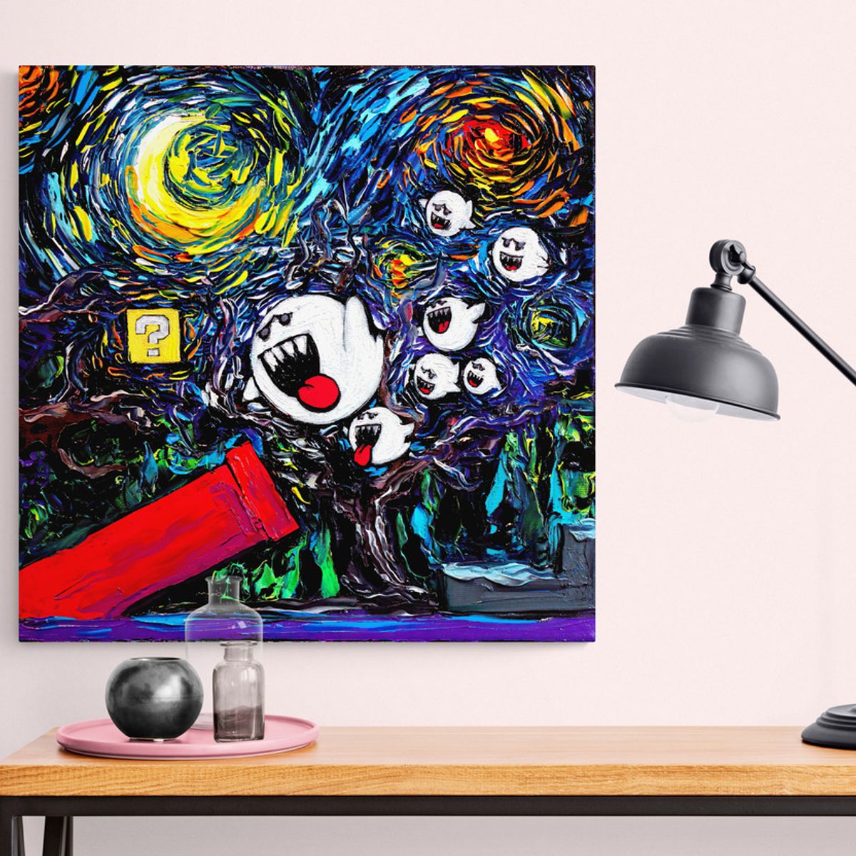TAYRONA STORE - Cuadro Lienzo Para Habitaciones Noche Estrellada Mario 04 50x50cm