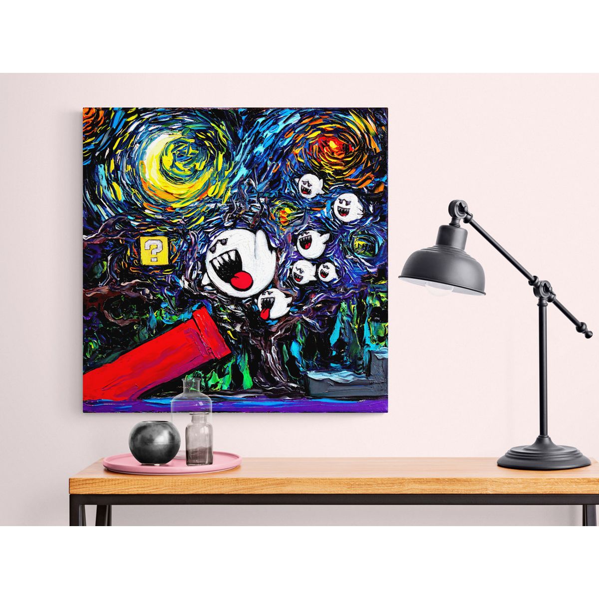 TAYRONA STORE - Cuadro Lienzo Para Habitaciones Noche Estrellada Mario 04 50x50cm