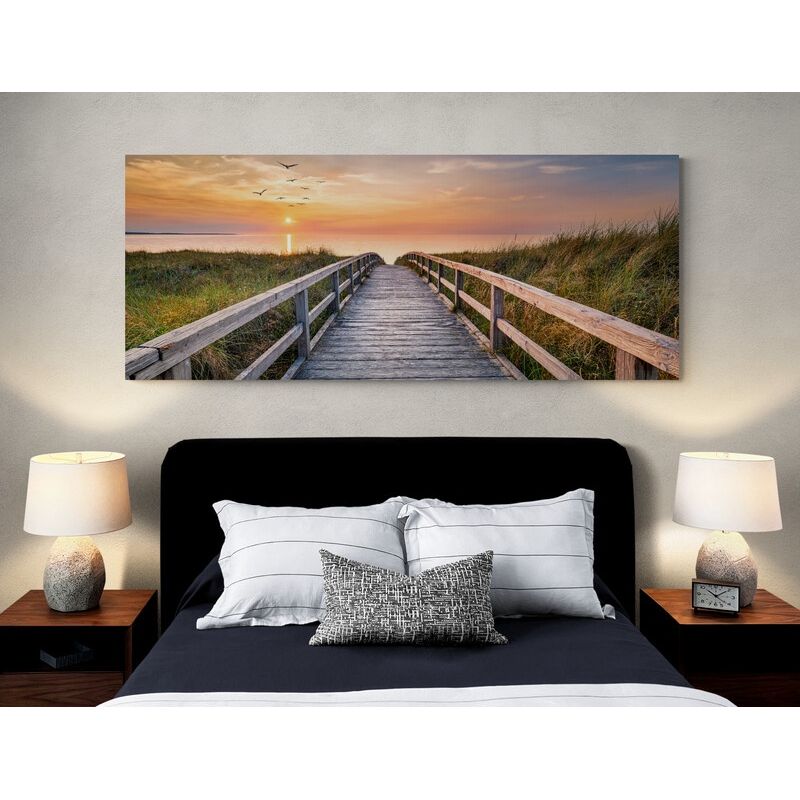 TAYRONA STORE - Cuadro En Lienzo Para Habitaciones Atardecer Playa 171 150x60cm