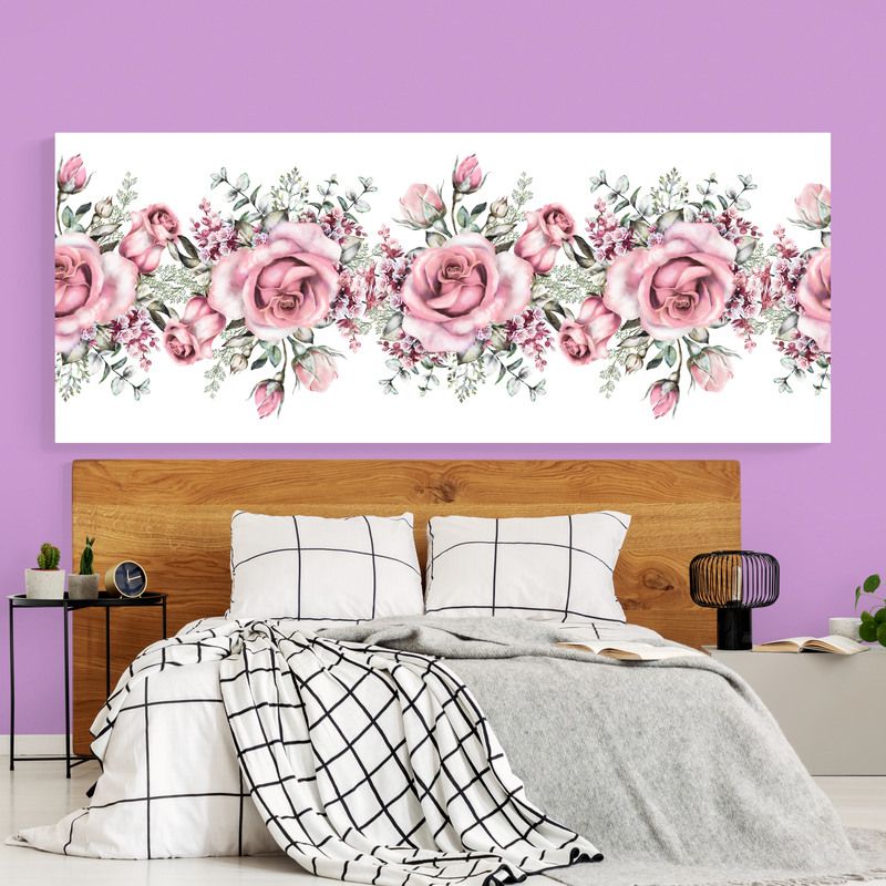 TAYRONA STORE - Cuadro En Lienzo Para Habitaciones Flores 441 100x40cm