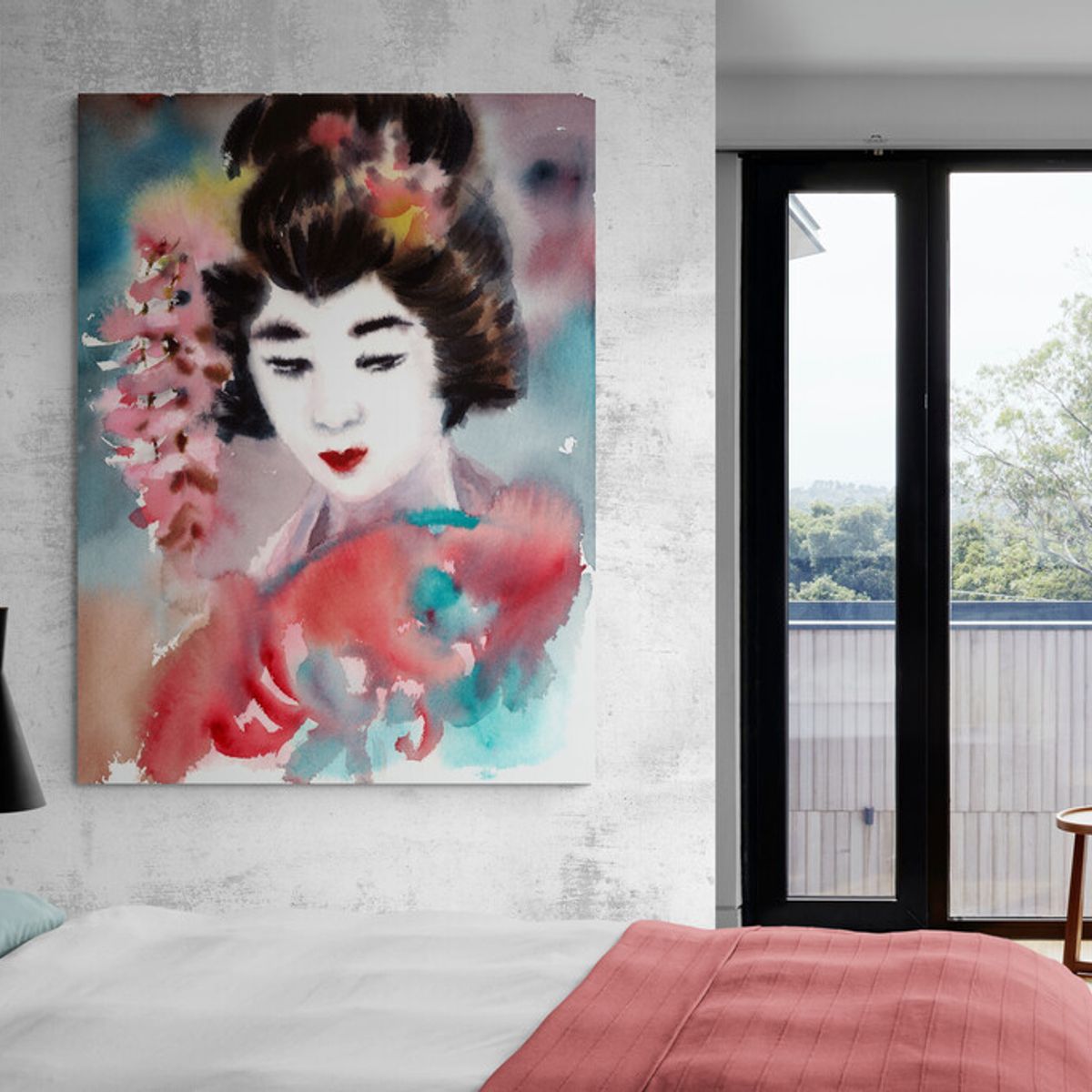 TAYRONA STORE - Cuadro En Lienzo Para Habitaciones Pintura Mujer Geisha 142 30x40cm.
