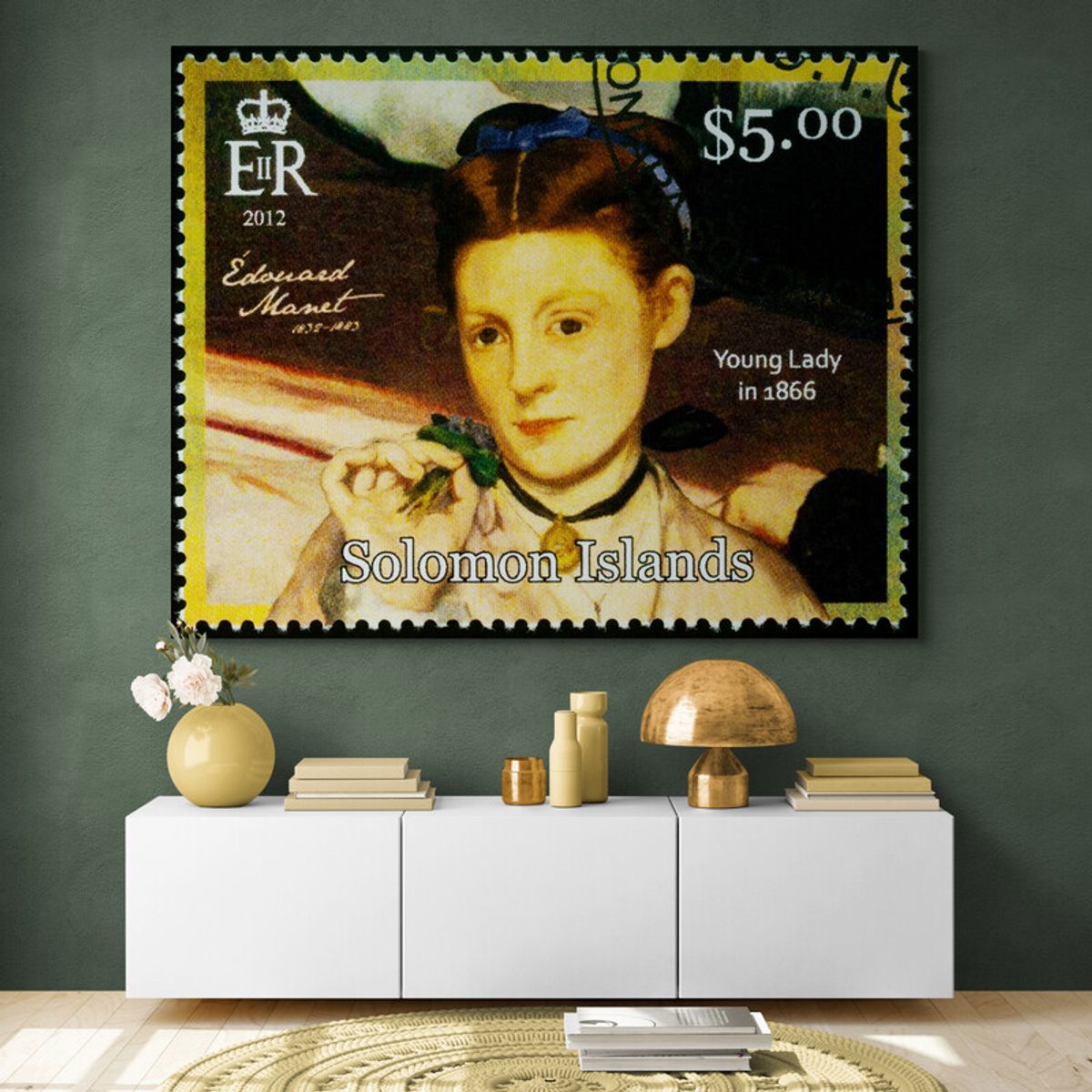 TAYRONA STORE - Cuadro En Lienzo Para Habitaciones Muejeres Estampilla 111 75x60cm