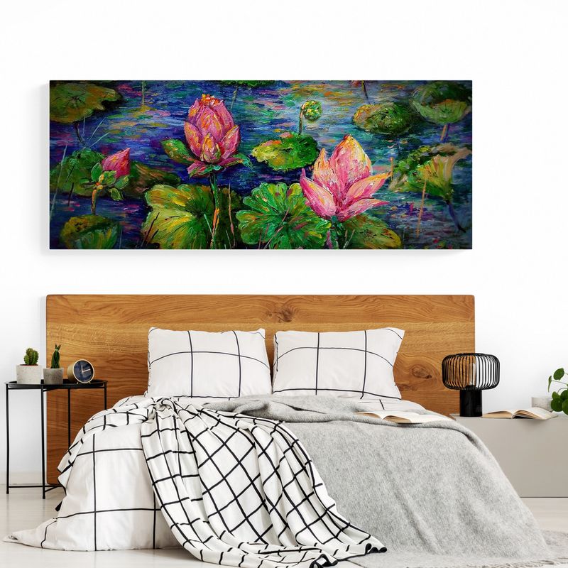 TAYRONA STORE - Cuadro Lienzo Habitaciones Pintura Flor De Loto 045 150x60cm
