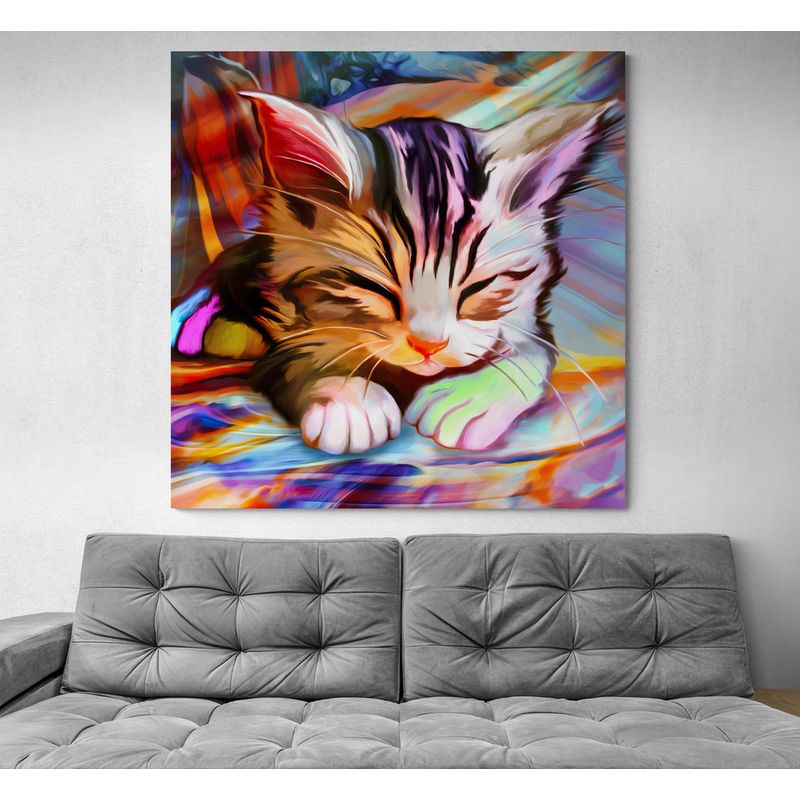 TAYRONA STORE - Cuadro En Lienzo Para Habitaciones Gatos 221 60x60cm