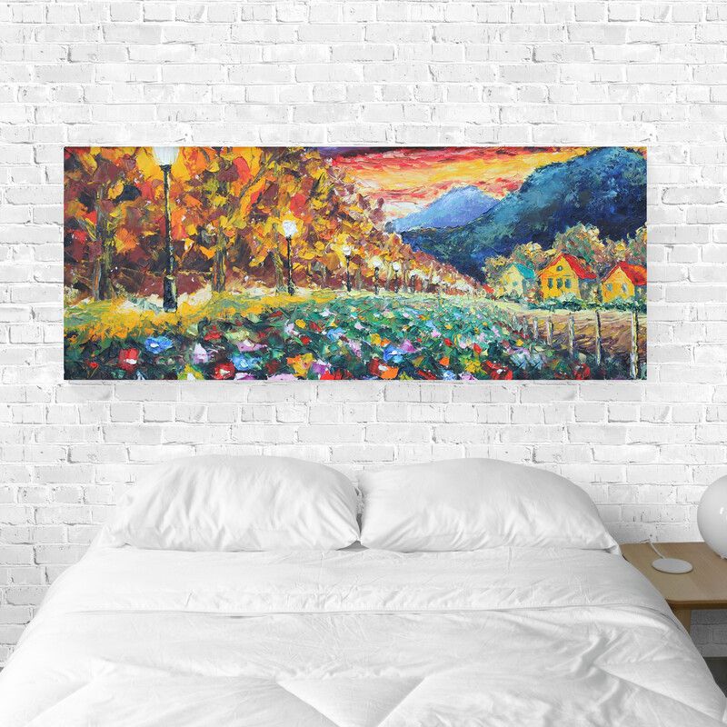 TAYRONA STORE - Cuadro En Lienzo Para Habitaciones Pintura Arboles 060 100x40cm