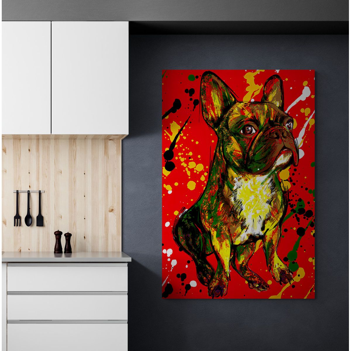 TAYRONA STORE - Cuadro En Lienzo Para Habitaciones Bull Dog Frances 04 100x150cm