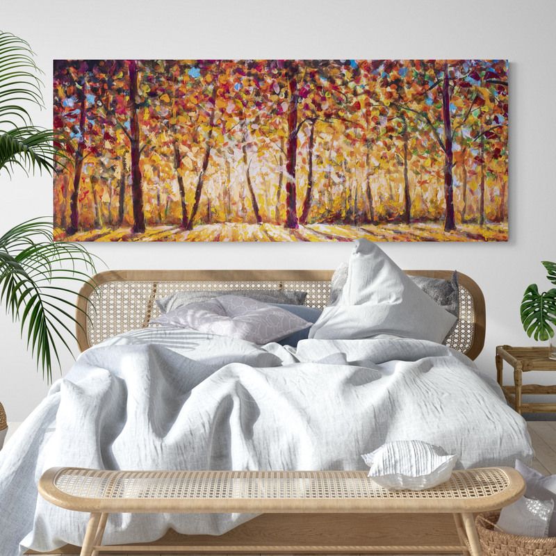 TAYRONA STORE - Cuadro En Lienzo Para Habitaciones Pintura Arboles 094 175x70cm