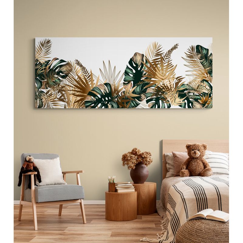 TAYRONA STORE - Cuadro En Lienzo Para Habitaciones Hojas Verde 018 100x40cm