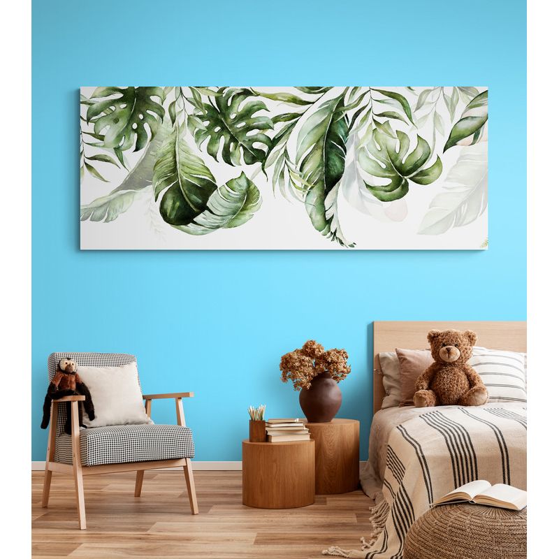 TAYRONA STORE - Cuadro En Lienzo Para Habitaciones Hojas Verde 088 100x40cm