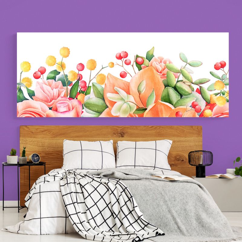 TAYRONA STORE - Cuadro En Lienzo Para Habitaciones Pintra Flores 389 100x40cm