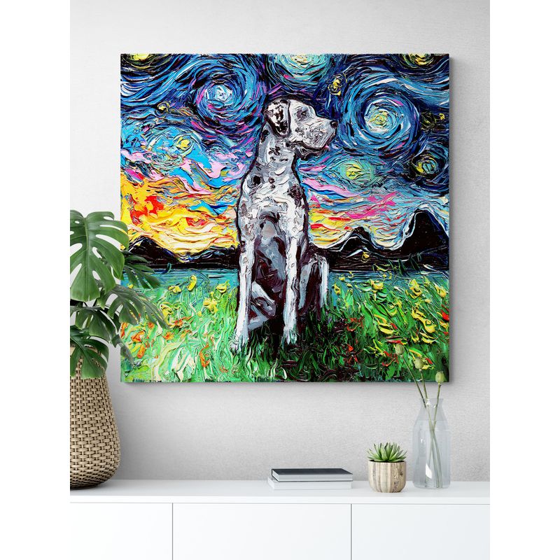 TAYRONA STORE - Cuadro Lienzo Habitacion Noche Estrellada Perro Gran Danes 02 50x50cm