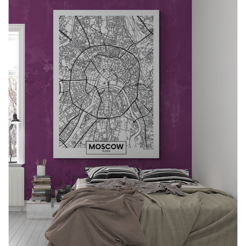 TAYRONA STORE - Cuadro En Lienzo Para Habitaciones Mapa Ciudad Moscow 80x120cm
