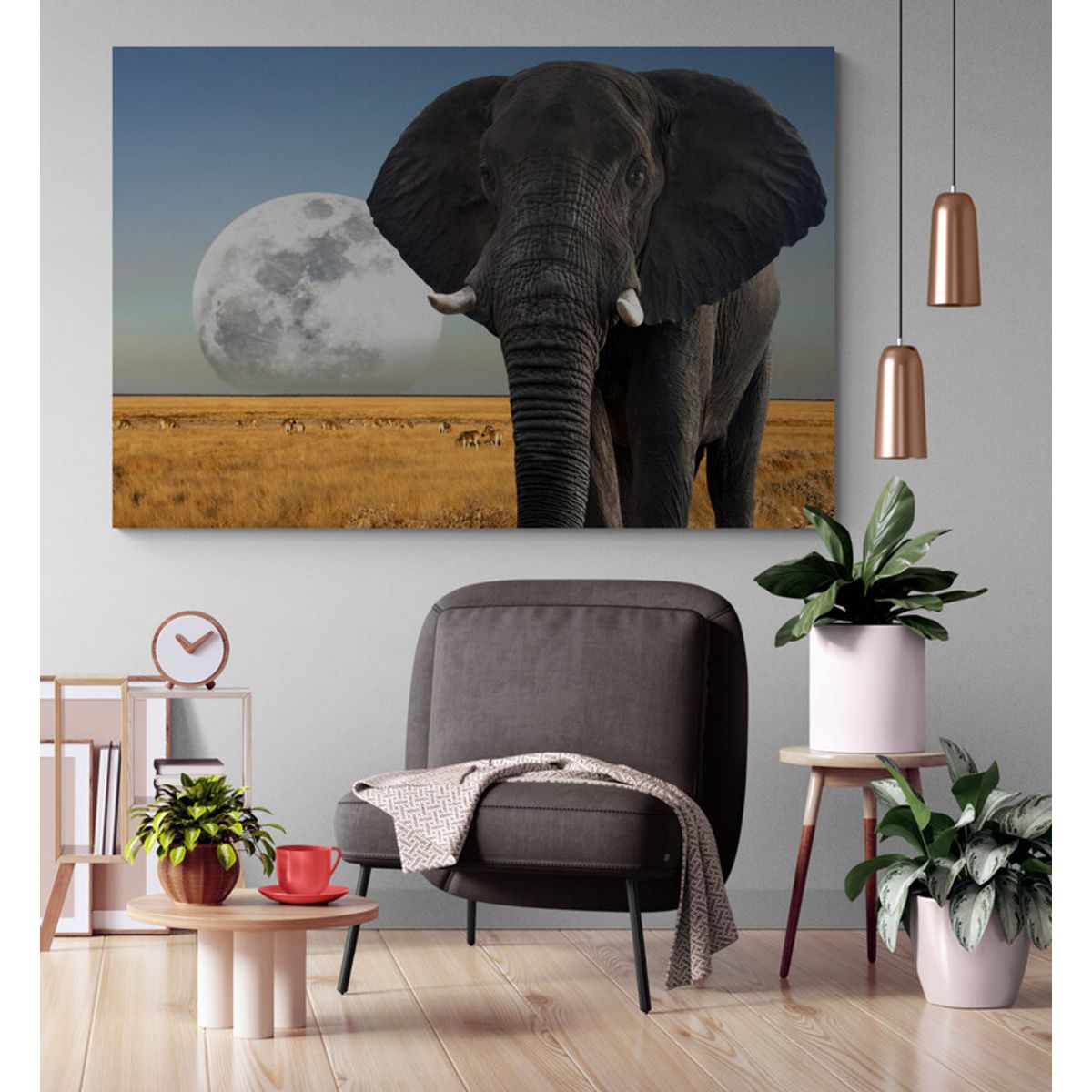 TAYRONA STORE - Cuadro En Lienzo Para Habitaciones Elefante 080 100x70cm