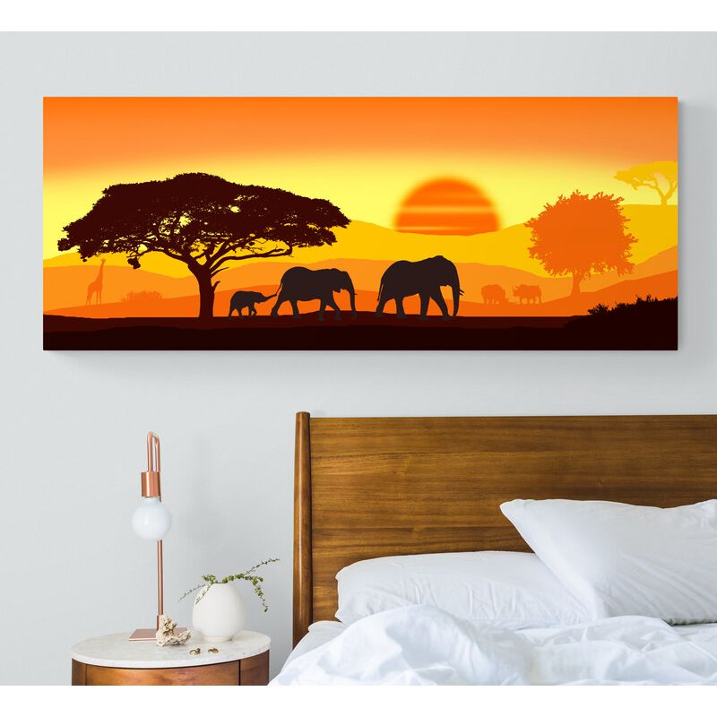 TAYRONA STORE - Cuadro En Lienzo Para Habitaciones Elefante 147 100x40cm