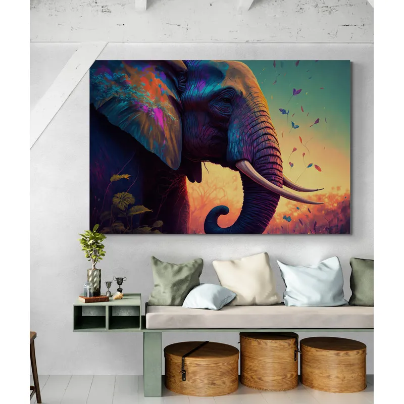 TAYRONA STORE - Cuadro En Lienzo Para Habitaciones Elefantes 198 70x50cm