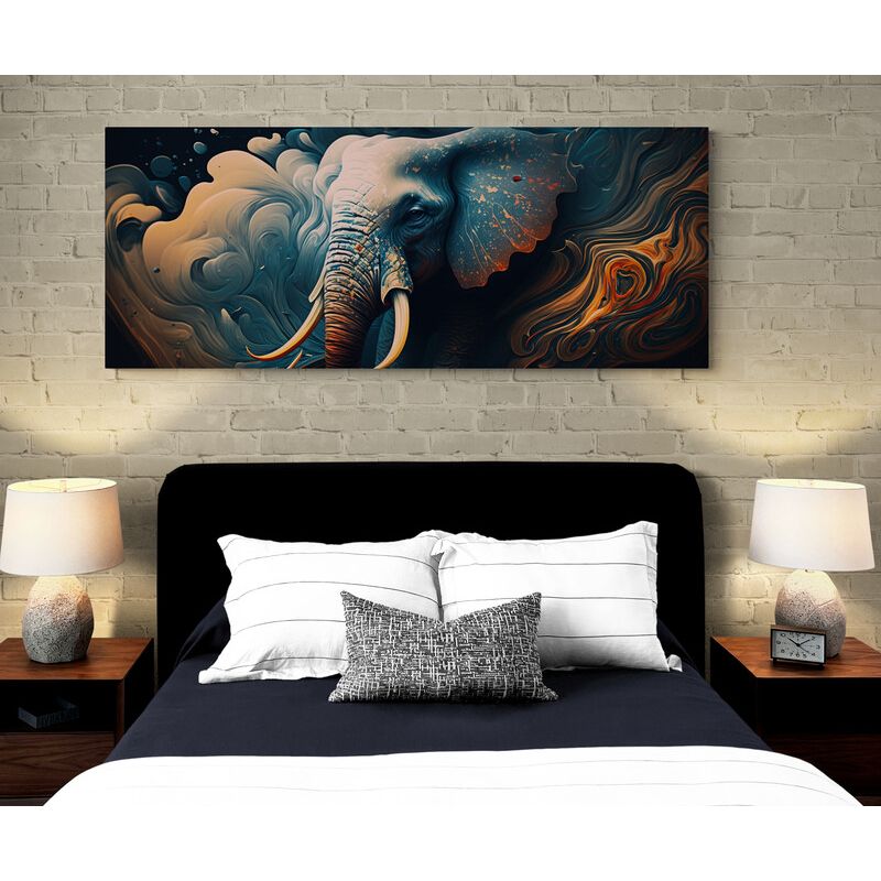 TAYRONA STORE - Cuadro En Lienzo Para Habitaciones Elefantes 341 100x40cm