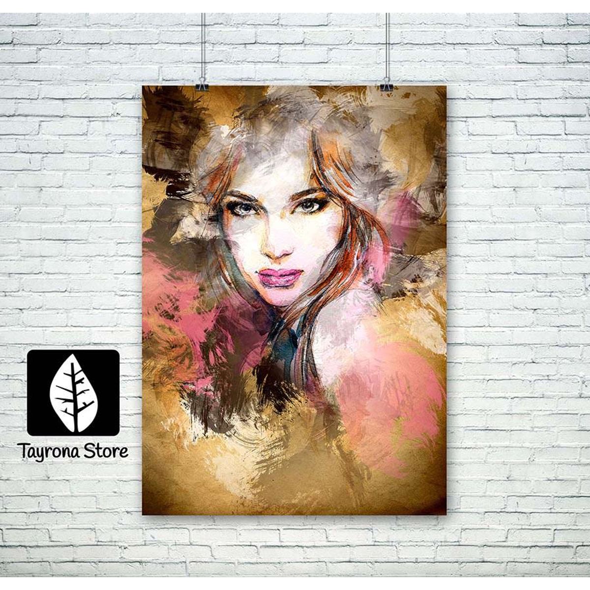 TAYRONA STORE - Cuadro En Lienzo Para Habitaciones Cara Mujer Art 14 120x80cm