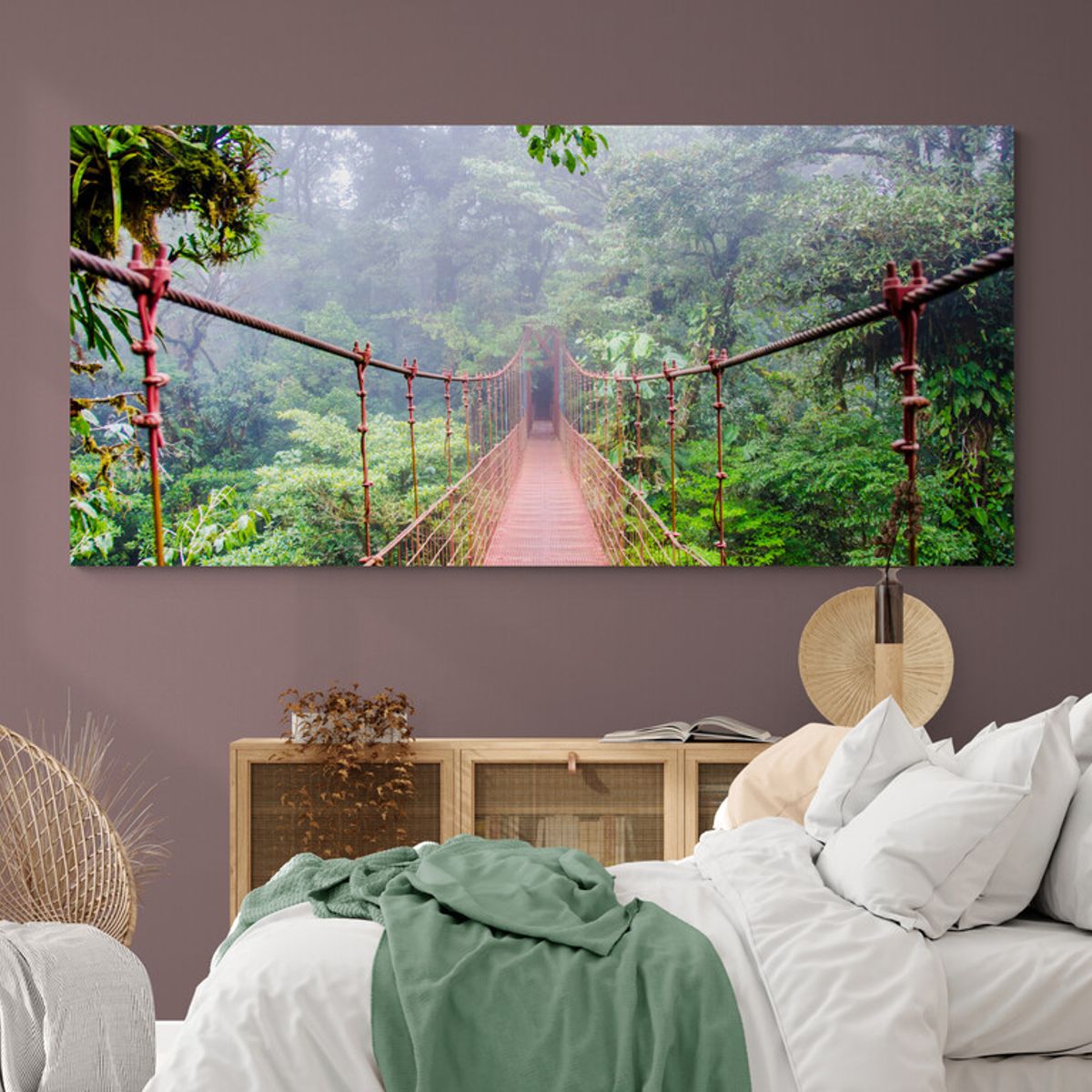 TAYRONA STORE - Cuadro En Lienzo Para Habitaciones Bosque Verde 021 130x60cm