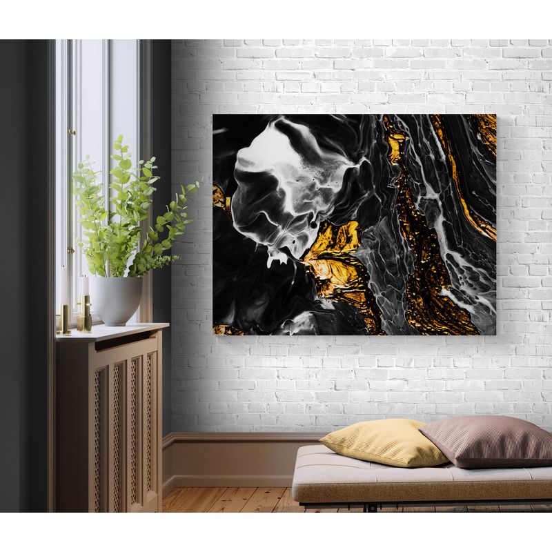 TAYRONA STORE - Cuadro Lienzo Habitacion Pintura Abstracta Oro 02 125x100cm