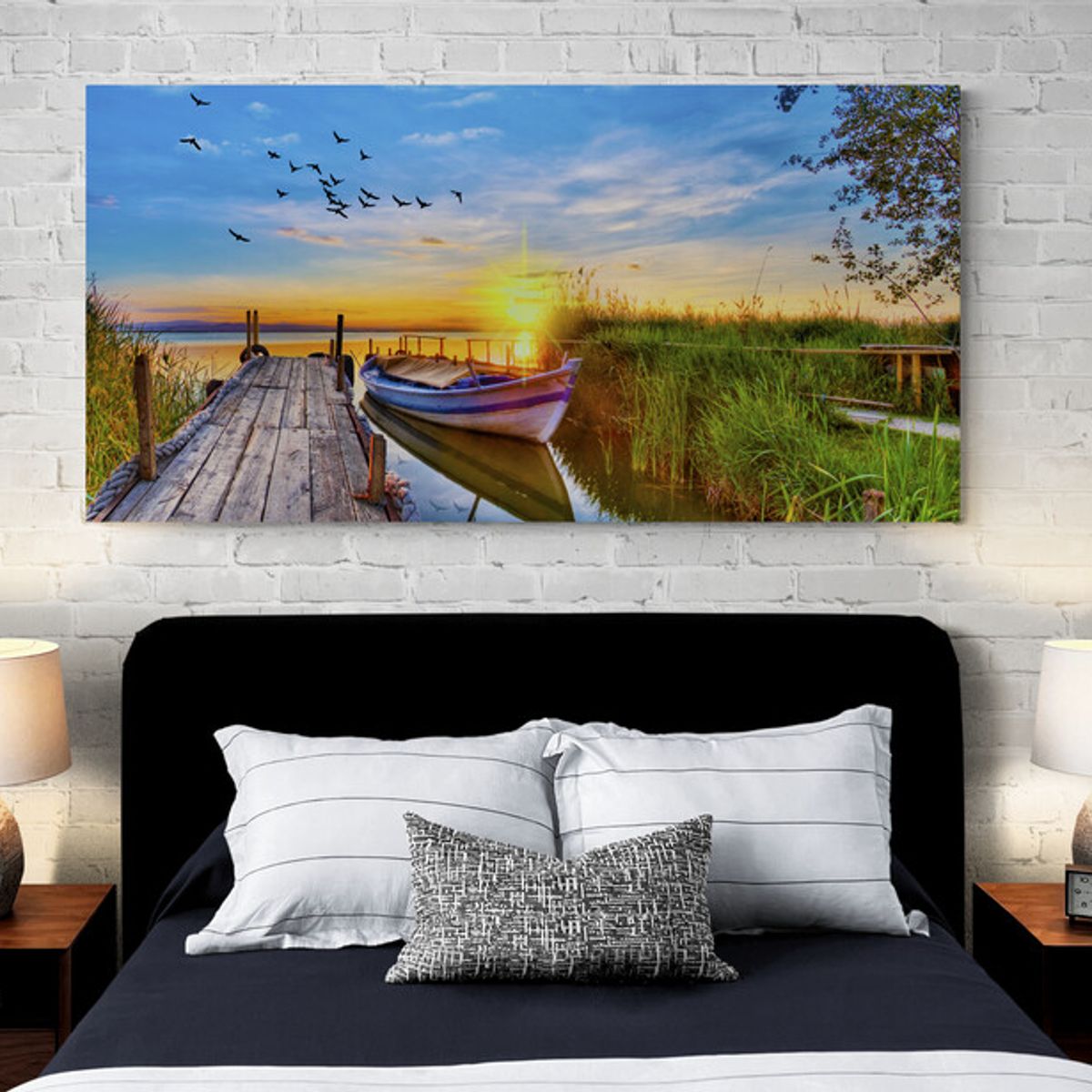 TAYRONA STORE - Cuadro En Lienzo Para Habitaciones Muelle Atardecer 002 90x40cm