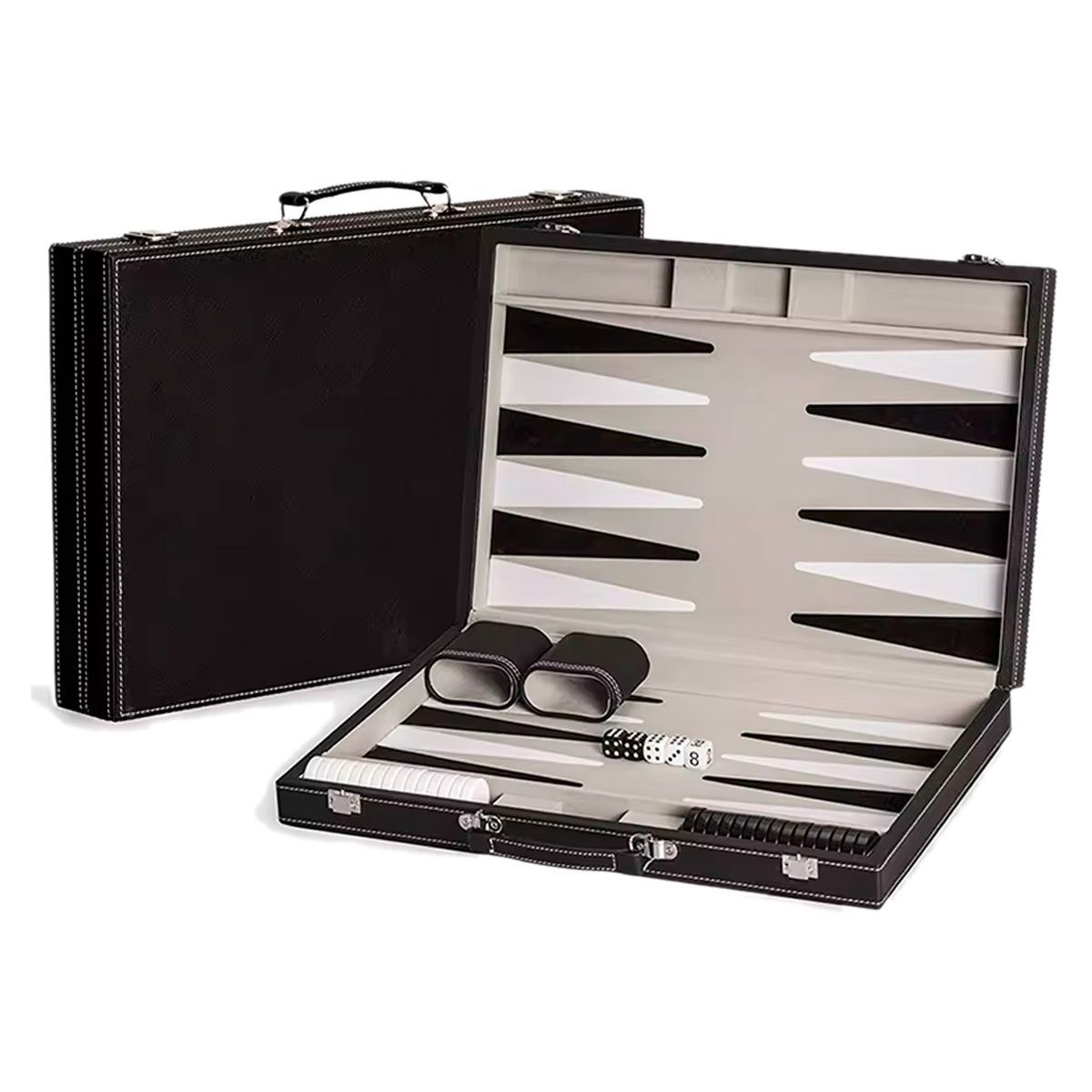 GENERICO - Juego Mesa Backgammon 47cm + Estuche Cuero Premiun