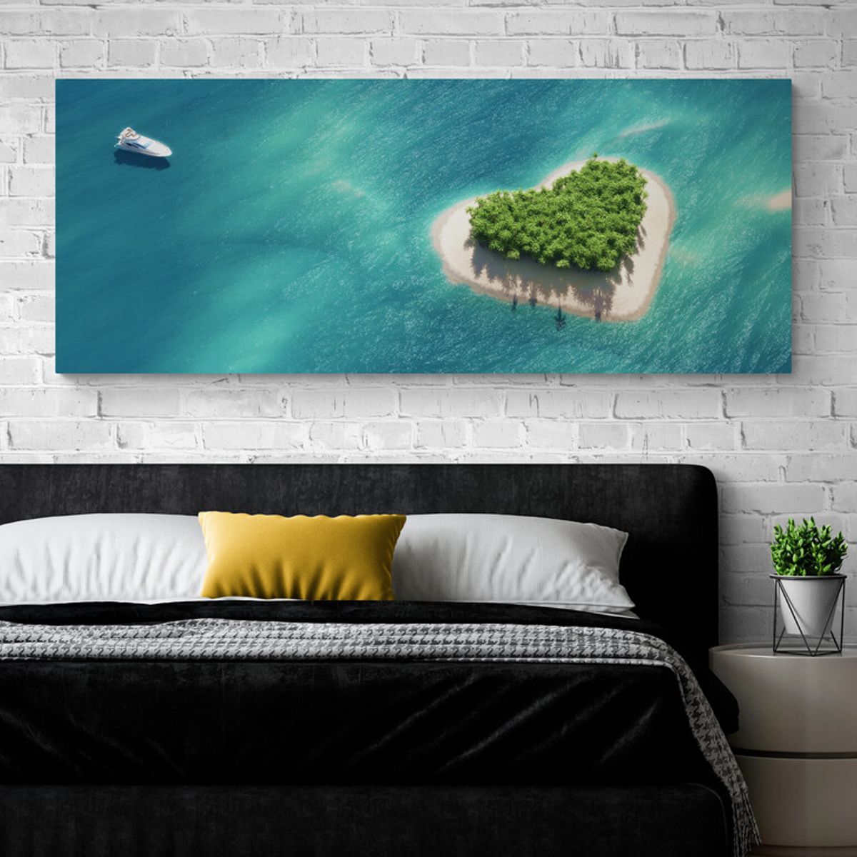 TAYRONA STORE - Cuadro En Lienzo Para Habitaciones Isla Corazon Playa 149 175x70cm