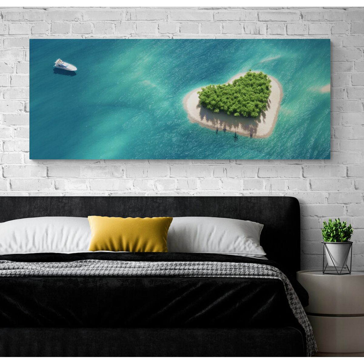 TAYRONA STORE - Cuadro En Lienzo Para Habitaciones Isla Corazon Playa 149 175x70cm