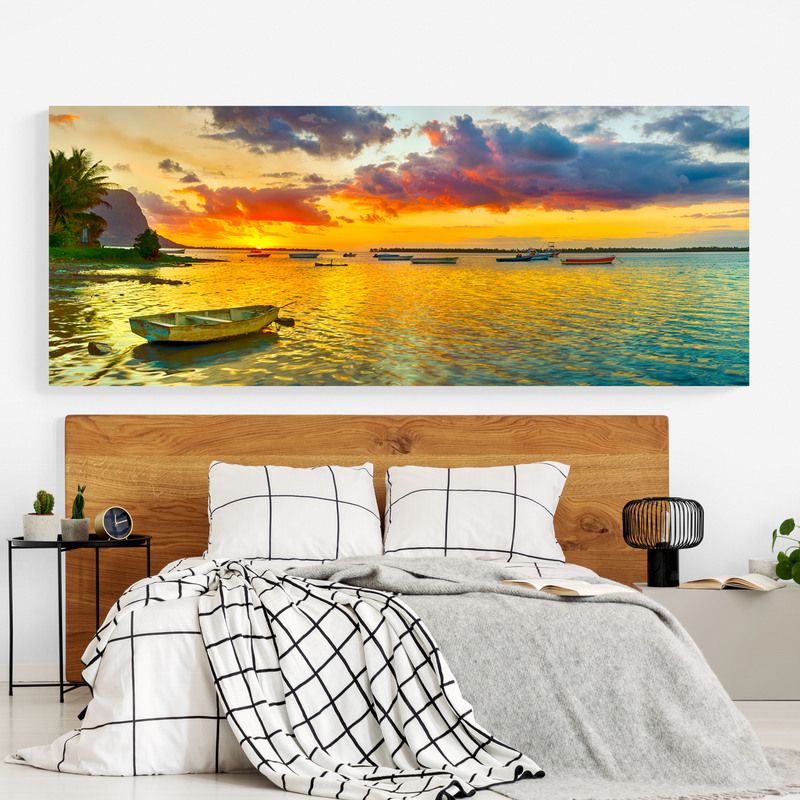 TAYRONA STORE - Cuadro En Lienzo Para Habitaciones Playa Atardecer 106 100x40cm