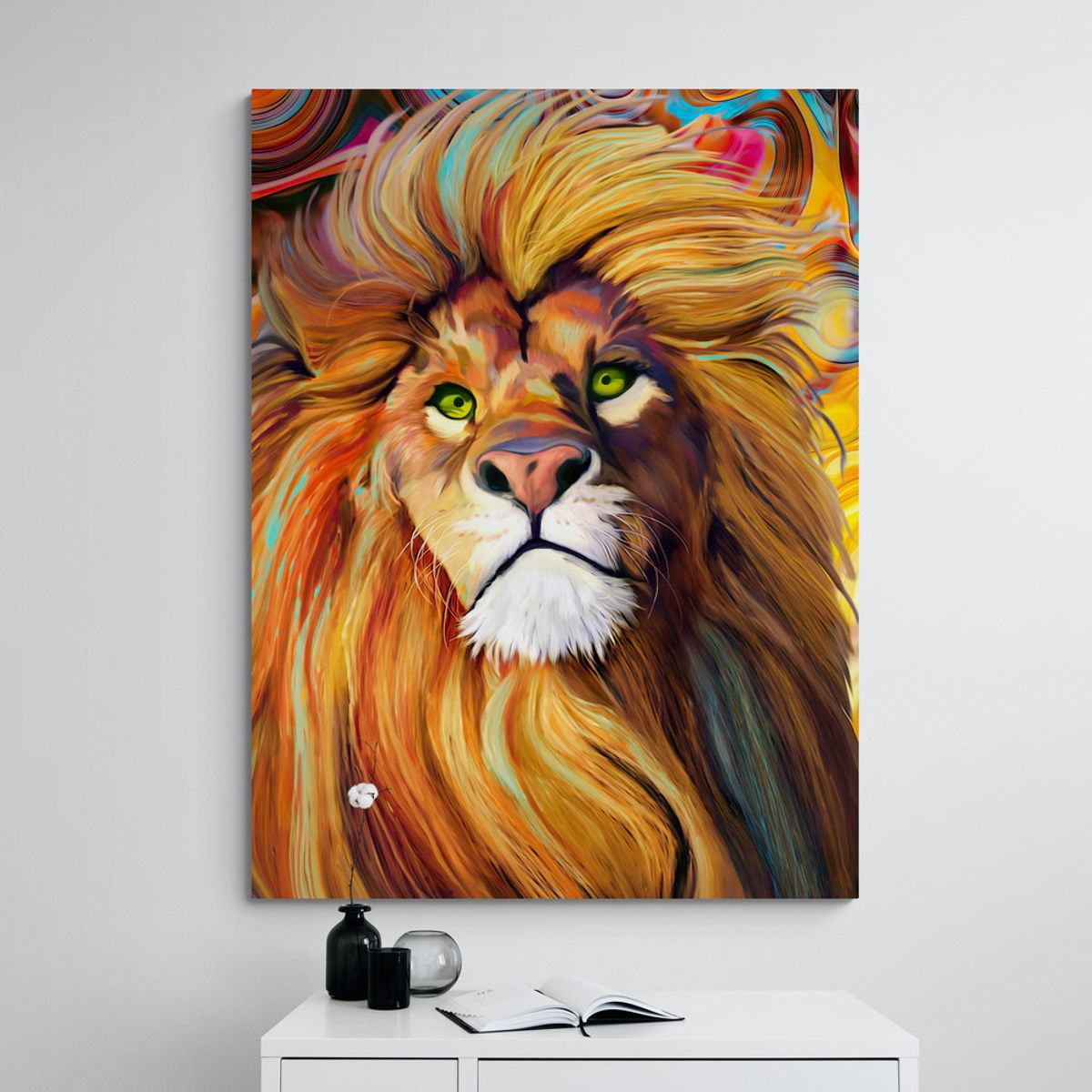 TAYRONA STORE - Cuadro En Lienzo Para Habitaciones Leon Colores 02 75x100cm