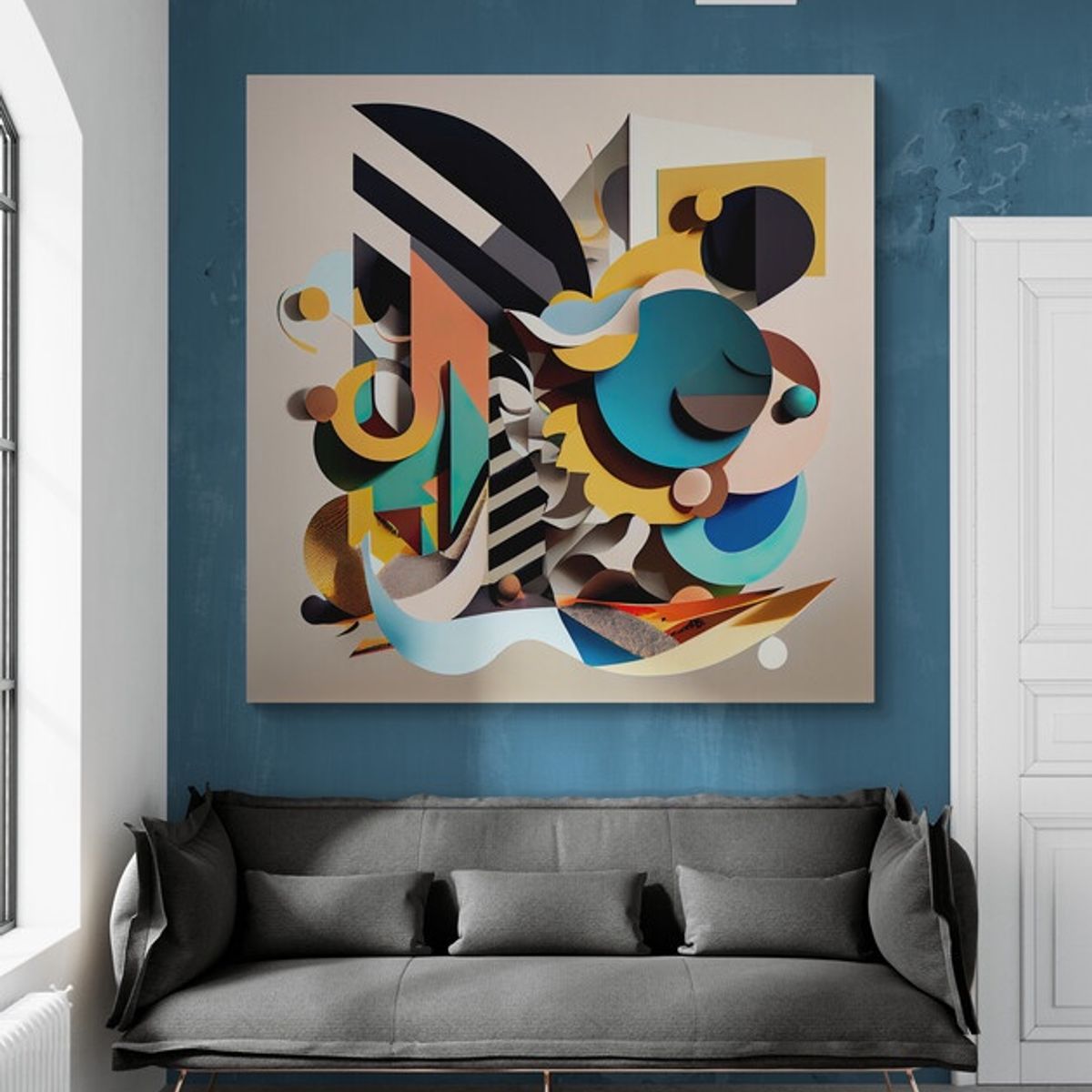 TAYRONA STORE - Cuadro En Lienzo Para Habitaciones Abstracto Colores 336 60x60cm